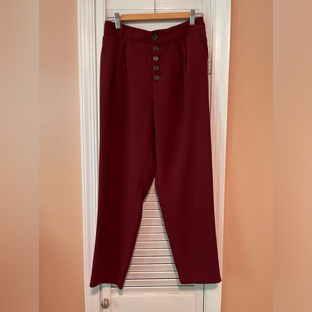 Anthropologie Maeve high waist maroon pleated trousers